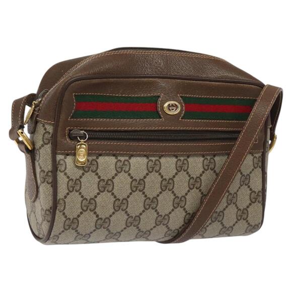 GUCCI GG Supreme Web Sherry Line Bag Pvc Beige Gold Red 56 02 087 - Picture 1 of 16